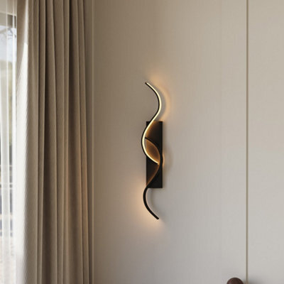 Living And Home 14W S-Shaped Black Warm Light Led Indoor Decorative Wall Lamp - image 1