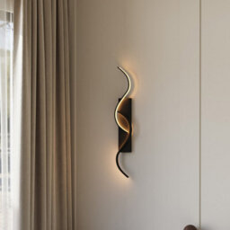Living And Home 14W S-Shaped Black Warm Light Led Indoor Decorative Wall Lamp - thumbnail 1