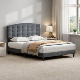 MCC Direct Velvet Upholstered Kingsize Bed Frame With Adjustable Headboard Cheyenne - thumbnail 8