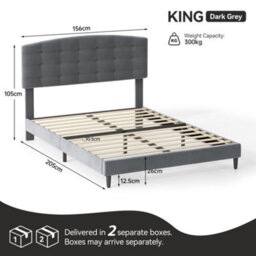 MCC Direct Velvet Upholstered Kingsize Bed Frame With Adjustable Headboard Cheyenne - thumbnail 9