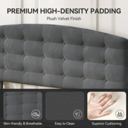 MCC Direct Velvet Upholstered Kingsize Bed Frame With Adjustable Headboard Cheyenne - thumbnail 2