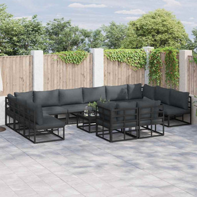 Berkfield Garden Sofa Set With Cushion 12 Pcs Black Aluminium - image 1