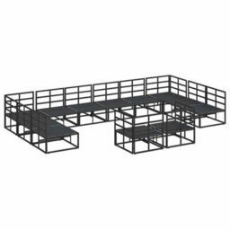 Berkfield Garden Sofa Set With Cushion 12 Pcs Black Aluminium - thumbnail 7