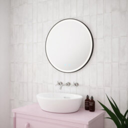 Bubly Bathrooms Georgia 600mm Round Black Frame Led Bathroom Mirror, Tunable White & Demister - thumbnail 4