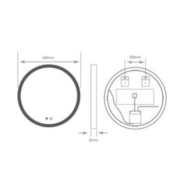 Bubly Bathrooms Georgia 600mm Round Black Frame Led Bathroom Mirror, Tunable White & Demister - thumbnail 6