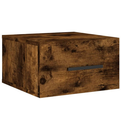 Berkfield Durable Wall-Mounted Bedside Cabinet Smoked Oak 35X35X20 Cm - image 1