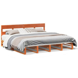 Berkfield Bed Frame Without Mattress Wax Brown 180X200 Cm Super King Solid Wood Pine - thumbnail 2