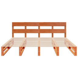 Berkfield Bed Frame Without Mattress Wax Brown 180X200 Cm Super King Solid Wood Pine - thumbnail 6