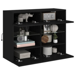 Berkfield Durable Tv Wall Cabinet With Led Lights Black 78.5X30X60.5 Cm - thumbnail 6