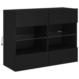 Berkfield Durable Tv Wall Cabinet With Led Lights Black 78.5X30X60.5 Cm - thumbnail 3