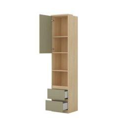 Arte Terra 84 Storage Cabinet 45Cm Oak Lindberg & Eucalyptus, Slim Bedroom Cabinet With Universal Hinged Door & Shelves - thumbnail 2