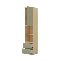 Arte Terra 84 Storage Cabinet 45Cm Oak Lindberg & Eucalyptus, Slim Bedroom Cabinet With Universal Hinged Door & Shelves - thumbnail 4