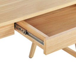 Beliani Office Desk Light Brown 120 X 70 Cm Two-Drawer Workstation With Lacquered Oak Legs - thumbnail 7