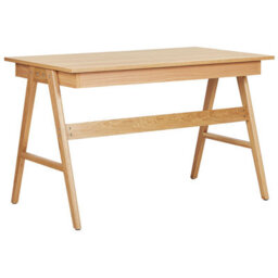Beliani Office Desk Light Brown 120 X 70 Cm Two-Drawer Workstation With Lacquered Oak Legs - thumbnail 6