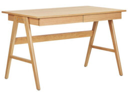 Beliani Office Desk Light Brown 120 X 70 Cm Two-Drawer Workstation With Lacquered Oak Legs - thumbnail 3