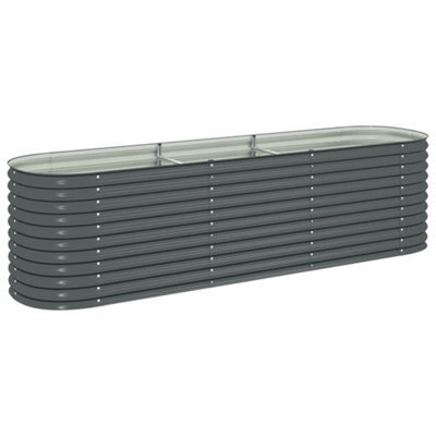 Berkfield Practical Garden Raised Bed 320X80X81 Cm Galvanised Steel Grey - image 1