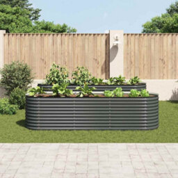 Berkfield Practical Garden Raised Bed 320X80X81 Cm Galvanised Steel Grey - thumbnail 3