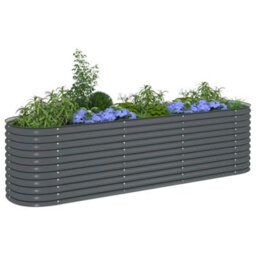 Berkfield Practical Garden Raised Bed 320X80X81 Cm Galvanised Steel Grey - thumbnail 4
