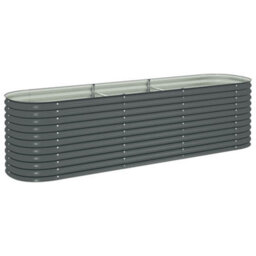Berkfield Practical Garden Raised Bed 320X80X81 Cm Galvanised Steel Grey - thumbnail 1