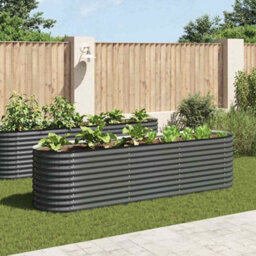 Berkfield Practical Garden Raised Bed 320X80X81 Cm Galvanised Steel Grey - thumbnail 2