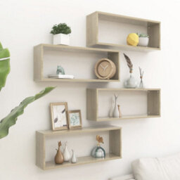 Berkfield Wall Cube Shelf 4 Pcs Sonoma Oak 60X15X23 Cm Engineered Wood - thumbnail 1
