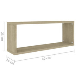 Berkfield Wall Cube Shelf 4 Pcs Sonoma Oak 60X15X23 Cm Engineered Wood - thumbnail 9