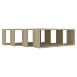Berkfield Wall Cube Shelf 4 Pcs Sonoma Oak 60X15X23 Cm Engineered Wood - thumbnail 7