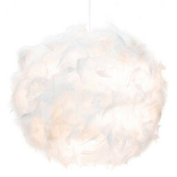 Happy Homewares Contemporary And Unique Large White Real Feather Decorated Pendant Light Shade - thumbnail 2