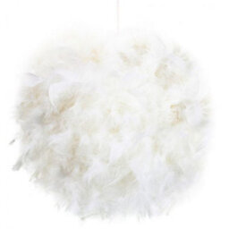 Happy Homewares Contemporary And Unique Large White Real Feather Decorated Pendant Light Shade - thumbnail 1
