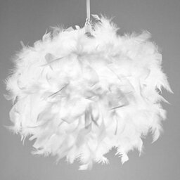 Happy Homewares Contemporary And Unique Large White Real Feather Decorated Pendant Light Shade - thumbnail 4