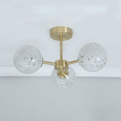 Valuelights India White Confetti Glass 3 Way Flush Ceiling Light - image 1