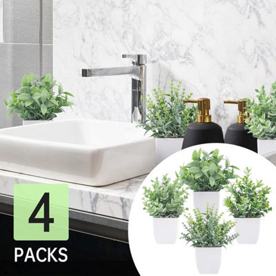 CLEFFNS Home Decoration 4Pcs Simulation Bonsai, Artificial Greenery Potted Plants, Fake Plant For Farmhouse Bedroom Bathroom Home Decor - image 1