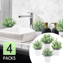 CLEFFNS Home Decoration 4Pcs Simulation Bonsai, Artificial Greenery Potted Plants, Fake Plant For Farmhouse Bedroom Bathroom Home Decor - thumbnail 1
