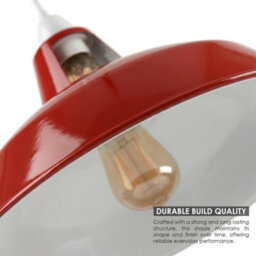 Metal E27 Red Pendant Light Shade With Reducer Plate - Industrial Style Ceiling Lamp Shade, 31.5Cm, Modern Kitchen And Dining - thumbnail 4