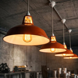 Metal E27 Red Pendant Light Shade With Reducer Plate - Industrial Style Ceiling Lamp Shade, 31.5Cm, Modern Kitchen And Dining - thumbnail 8