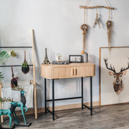 Nordlys 2-Sliding Door Metal And Wood Console Table Classic Style Living Room - thumbnail 4