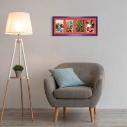 AK Frames 50X20Cm Purple Sleek Multi Photo Frame With Poppy Red Mount - Holds 4 Apertures (4X) 6X4 Photos - thumbnail 3