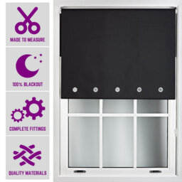 Furnished Made To Measure Blackout Roller Blinds With Round Eyelets - Black Blind For Home And Office (W)210Cm (L)210Cm - thumbnail 1