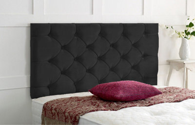 "Adore Designs Chesterfield Plush Velvet 3Ft Single 24"" Headboard - Black"