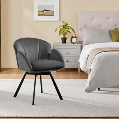 Yaheetech Dark Grey Flower Shaped Velvet Accent Chair With Removable Seat Cushion - image 1