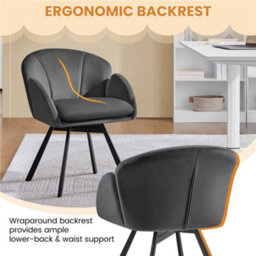 Yaheetech Dark Grey Flower Shaped Velvet Accent Chair With Removable Seat Cushion - thumbnail 9