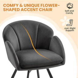 Yaheetech Dark Grey Flower Shaped Velvet Accent Chair With Removable Seat Cushion - thumbnail 8