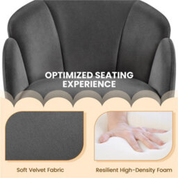 Yaheetech Dark Grey Flower Shaped Velvet Accent Chair With Removable Seat Cushion - thumbnail 6