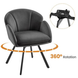 Yaheetech Dark Grey Flower Shaped Velvet Accent Chair With Removable Seat Cushion - thumbnail 4