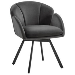 Yaheetech Dark Grey Flower Shaped Velvet Accent Chair With Removable Seat Cushion - thumbnail 2