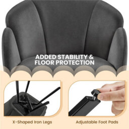 Yaheetech Dark Grey Flower Shaped Velvet Accent Chair With Removable Seat Cushion - thumbnail 7