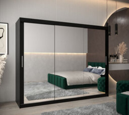 Arte Tokyo 03 Contemporary Mirrored 3 Sliding Door Wardrobe 9 Shelves 2 Rails Black Matt (H)2000mm (W)2500mm (D)620mm - thumbnail 2