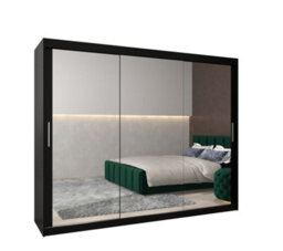 Arte Tokyo 03 Contemporary Mirrored 3 Sliding Door Wardrobe 9 Shelves 2 Rails Black Matt (H)2000mm (W)2500mm (D)620mm - thumbnail 1