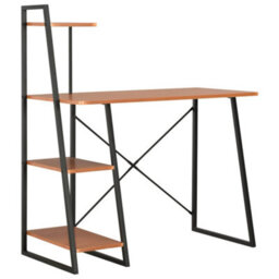 Berkfield Modern Desk With Shelving Unit Black And Brown 102X50X117 Cm - thumbnail 2