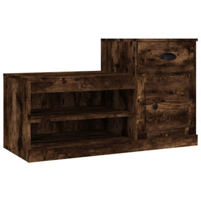 Berkfield Elegant Shoe Cabinet Smoked Oak 100X42X60 Cm Engineered Wood - image 1